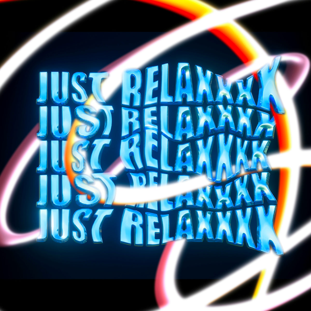 a picture of the words just relax and relax on a black background