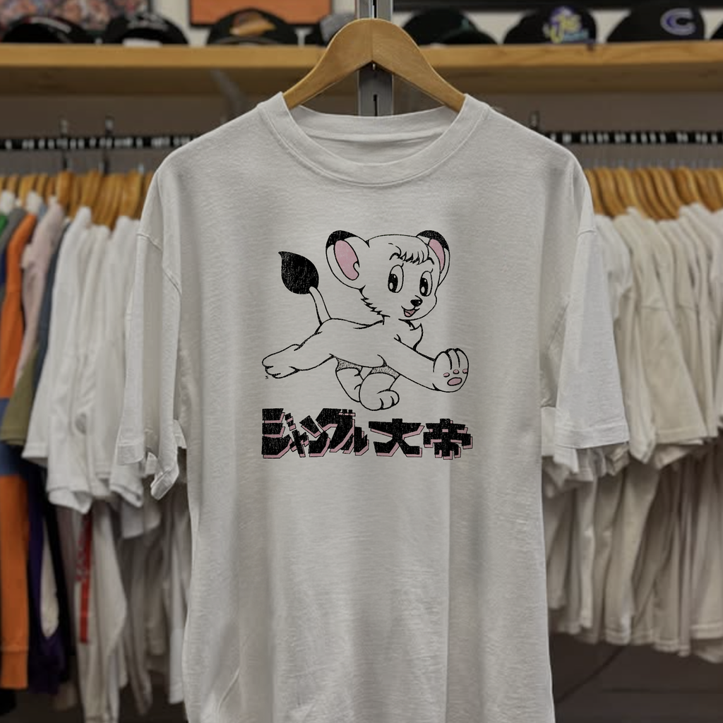 Vintage Rare Kimba The Lion Washed White Graphic Graphic T-Shirt