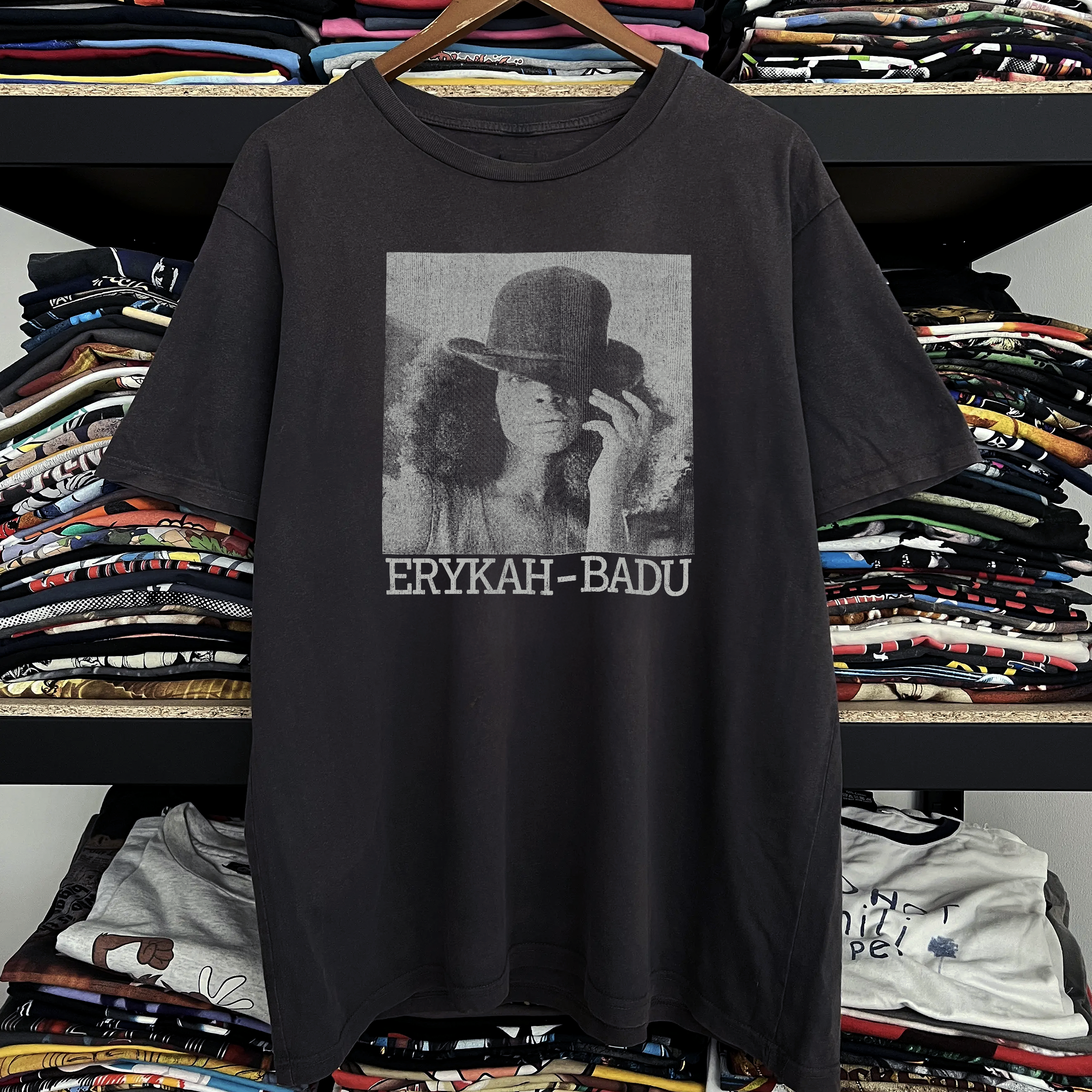 Vintage Y2k Erykah Badu Washed Black Graphic Graphic T-Shirt