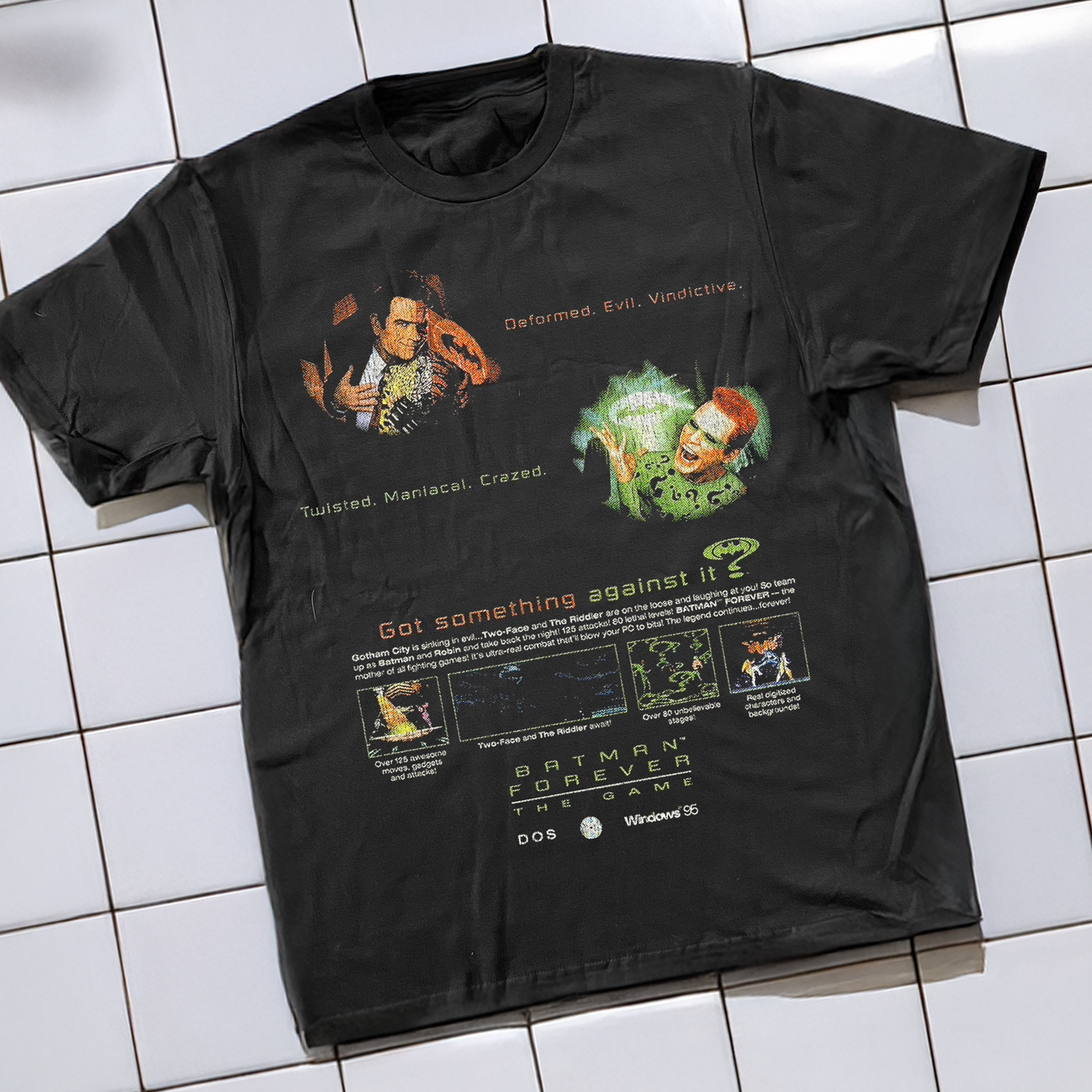 Vintage 95 Batman Forever The Video Game Washed Black Graphic T-Shirt