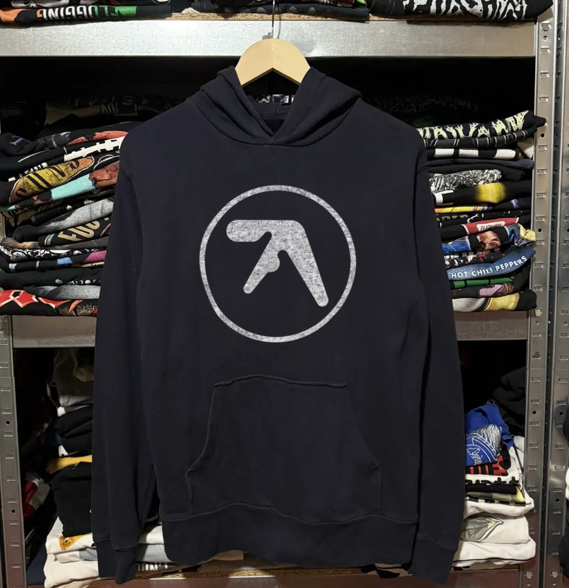 Vintage Rare Aphex Twin Circle Logo Black Hoodie