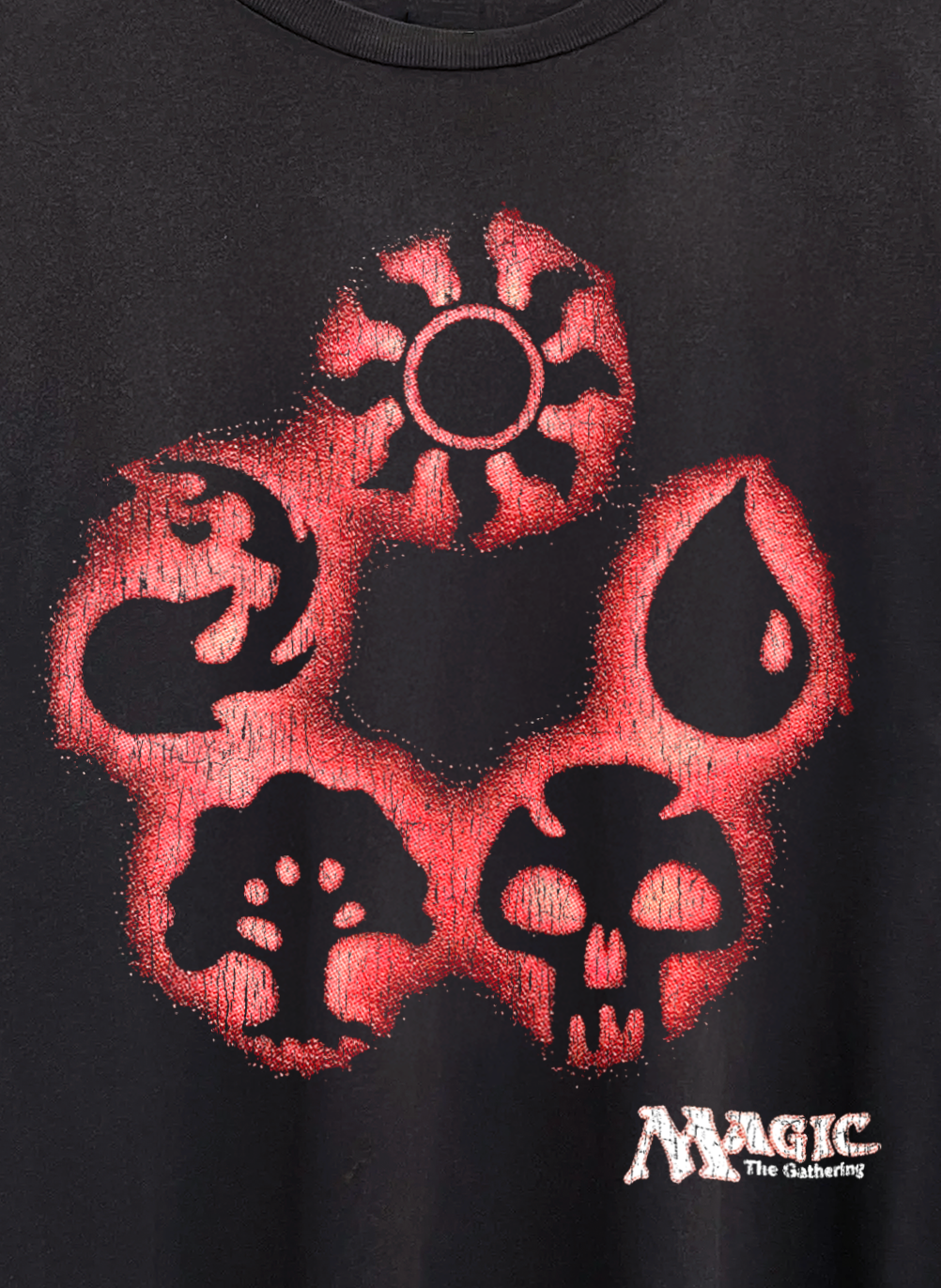 Vintage Magic Symbols Washed Black Graphic Graphic T-Shirt