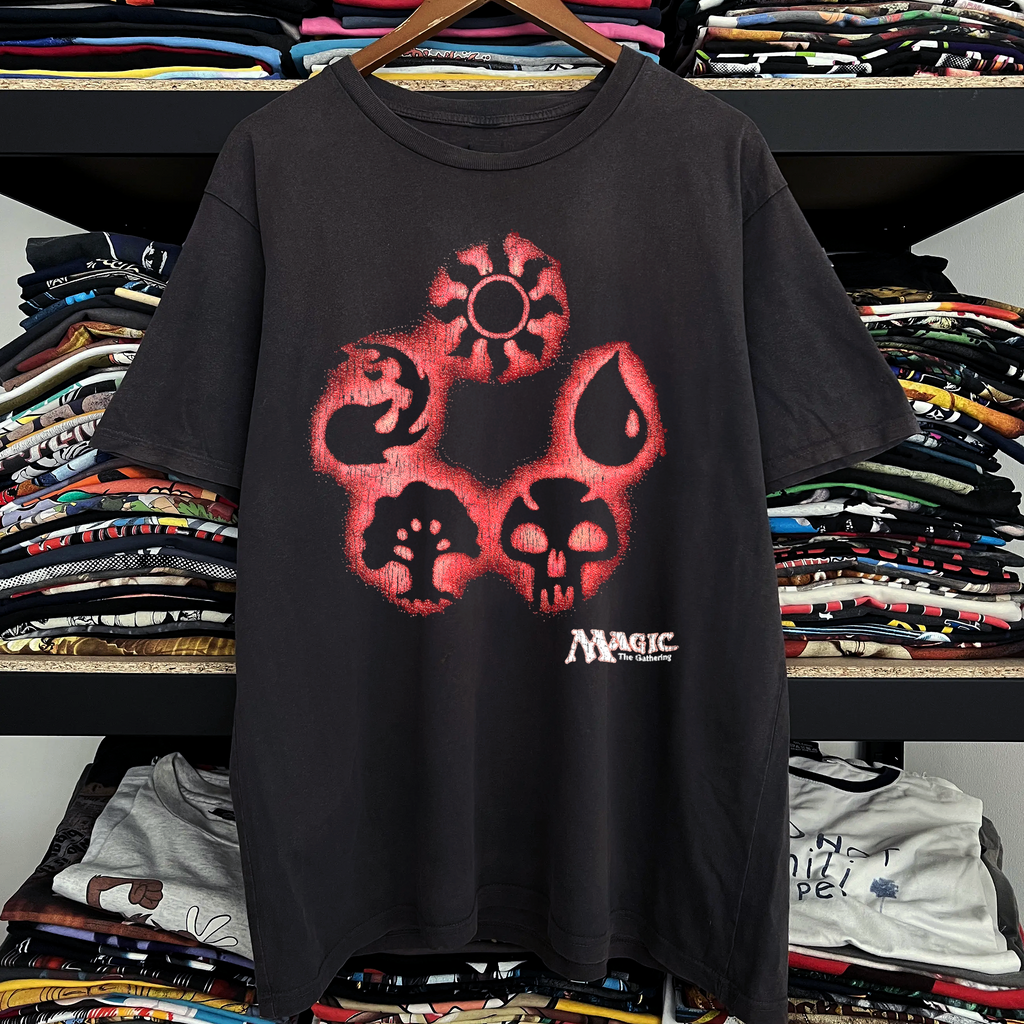 Vintage Magic Symbols Washed Black Graphic Graphic T-Shirt