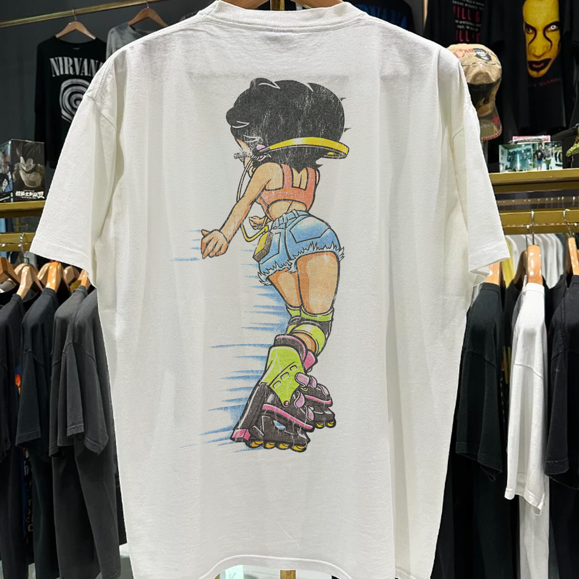 Vintage Betty Blades 90's Vintage Washed White Graphic T-Shirt