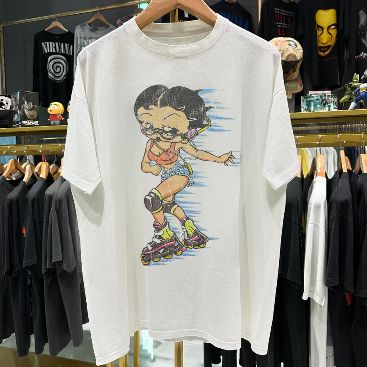 Vintage Betty Blades 90's Vintage Washed White Graphic T-Shirt