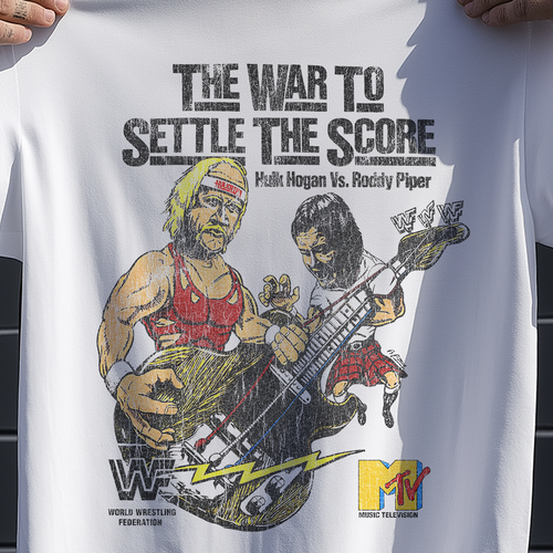Vintage The War To Settle The Score '85 Promo Vintage Washed White Graphic T-Shirt