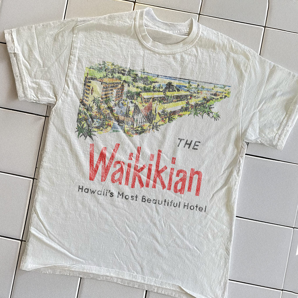 Vintage 90s The Waikikian Rare Washed White Graphic T-Shirt