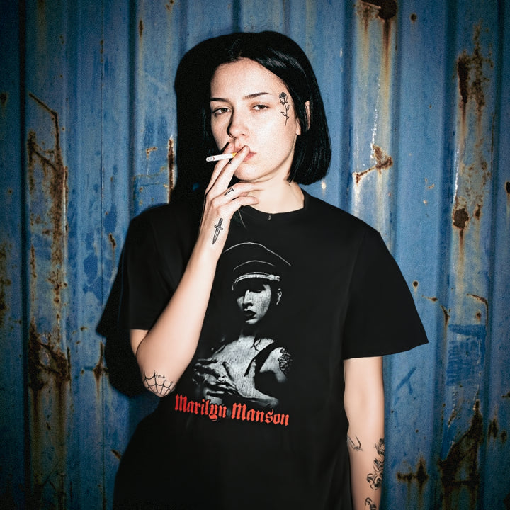 Vintage 01 Marilyn Manson Washed Black Graphic Graphic T-Shirt