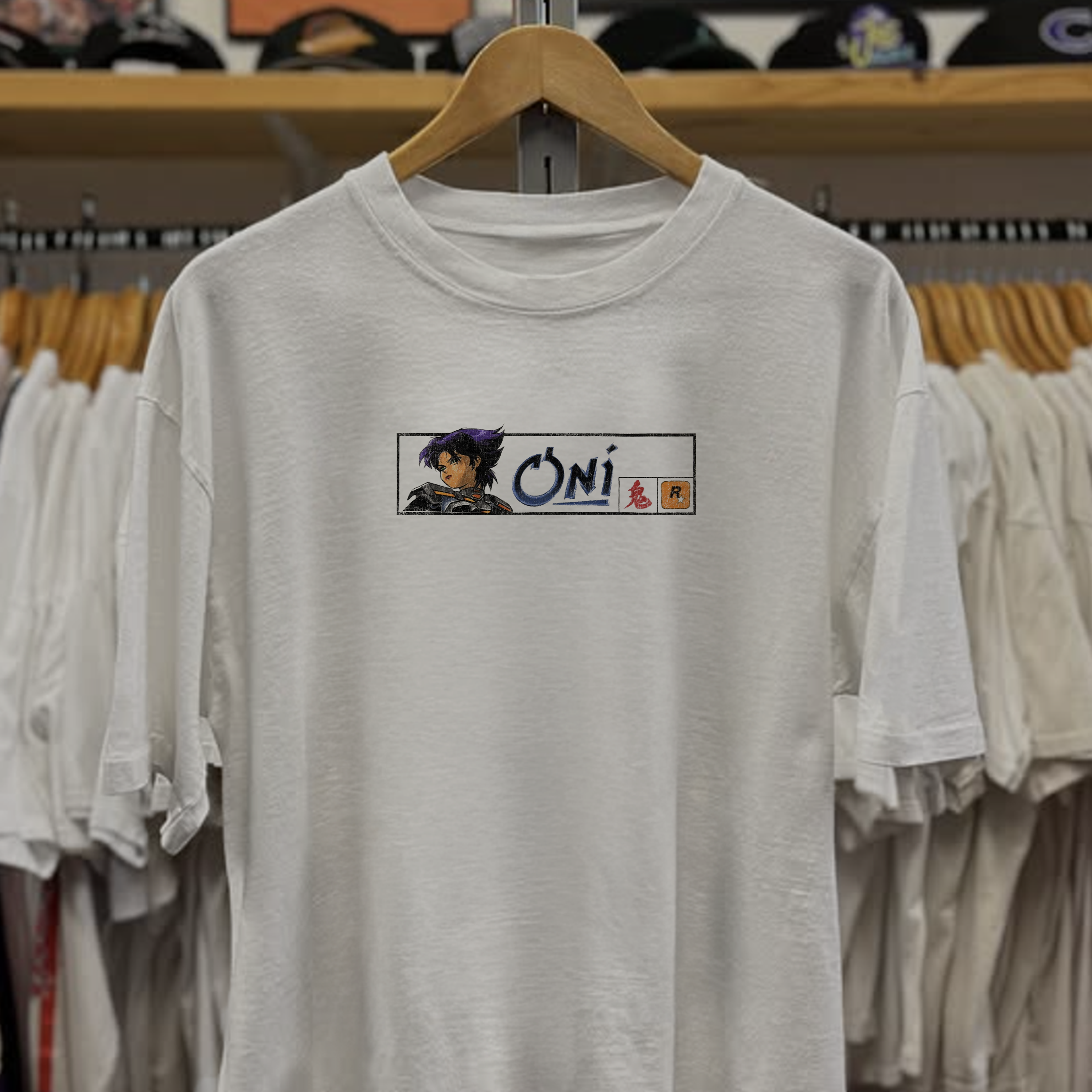 Vintage Rare Oni Konoko Washed White Graphic Graphic T-Shirt