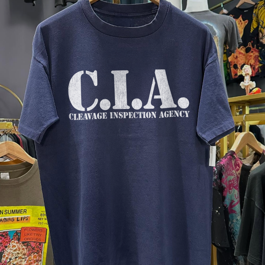 Vintage Cia Inspection Agency Washed Navy Graphic Graphic T-Shirt