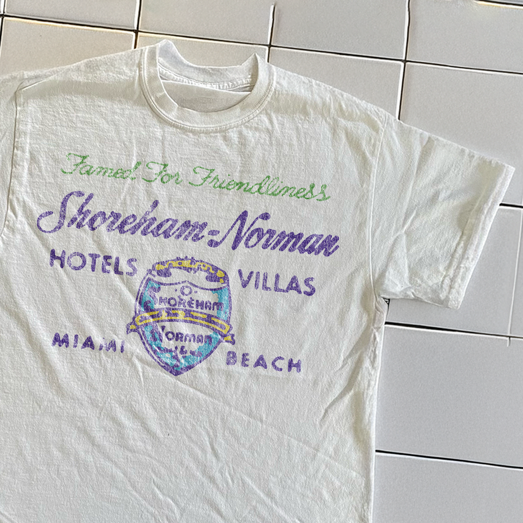 Vintage 90s Shoreham Norman Hotels Rare White Graphic T-Shirt
