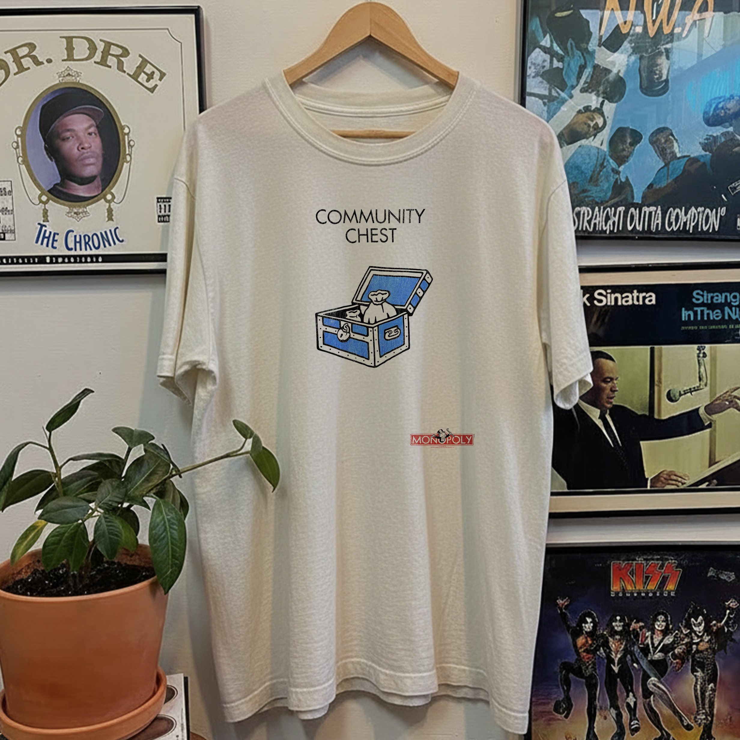 Vintage 90s Monopoly Community Chest Washed White Graphic Graphic T-Shirt