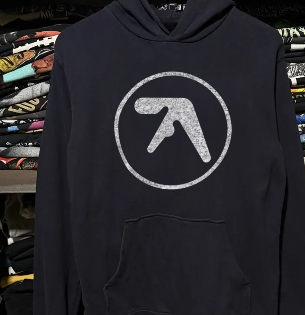 Vintage Rare Aphex Twin Circle Logo Black Hoodie