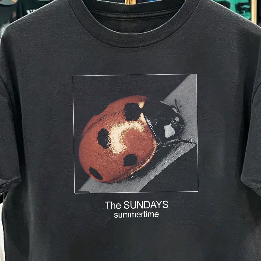 Vintage 97 The Sundays Summertime Ladybug Washed Black Graphic T-Shirt