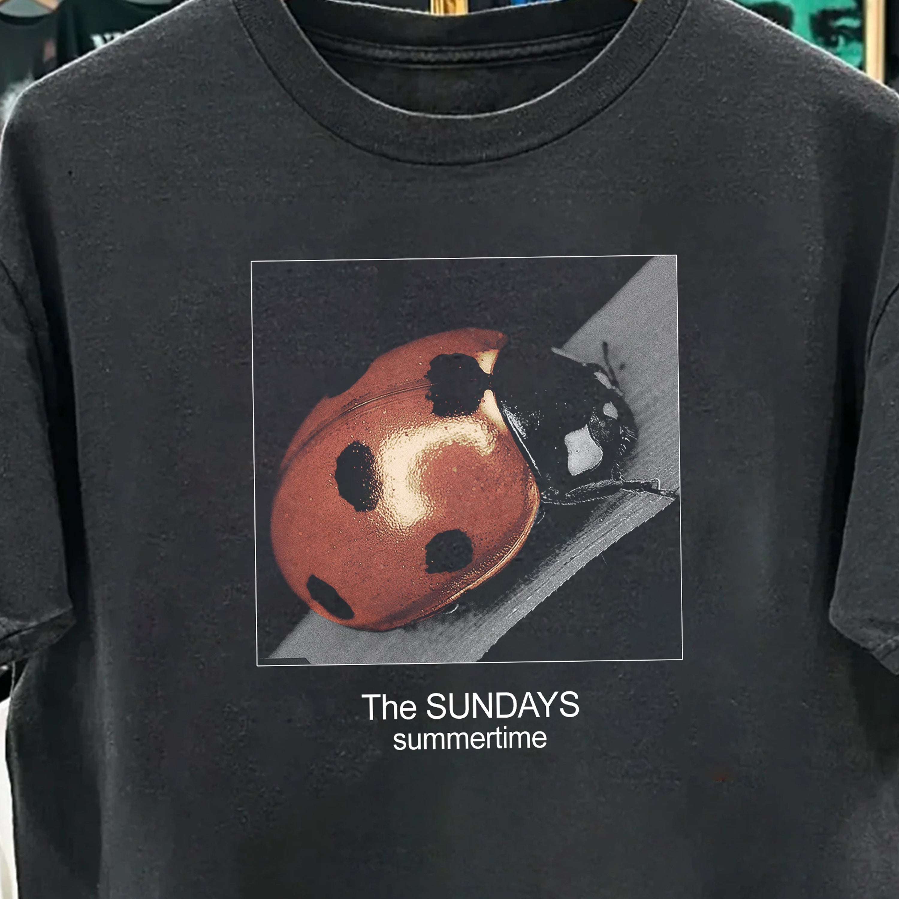 Vintage 97 The Sundays Summertime Ladybug Washed Black Graphic T-Shirt