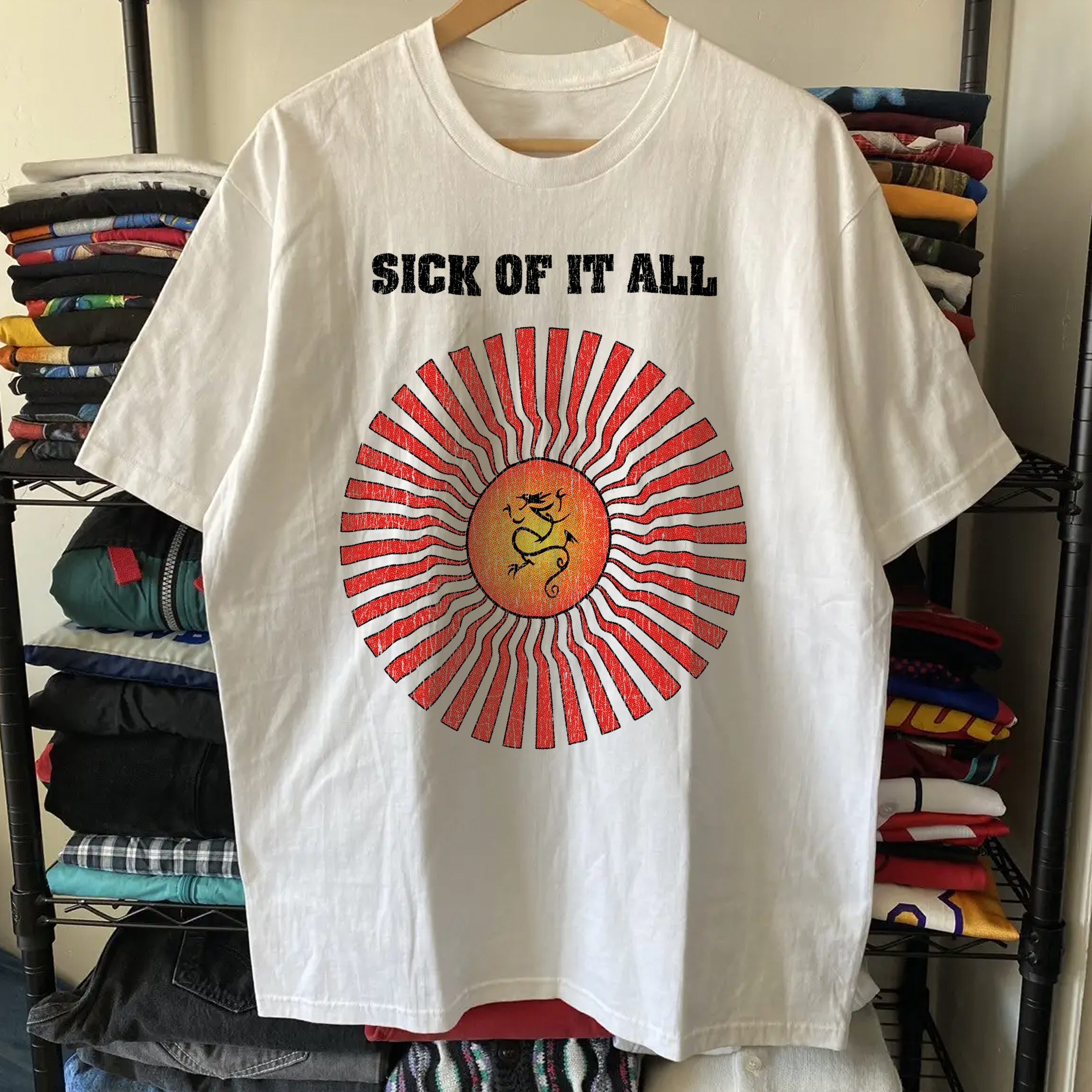 Vintage Sick Of It All Washed White Graphic Graphic T-Shirt