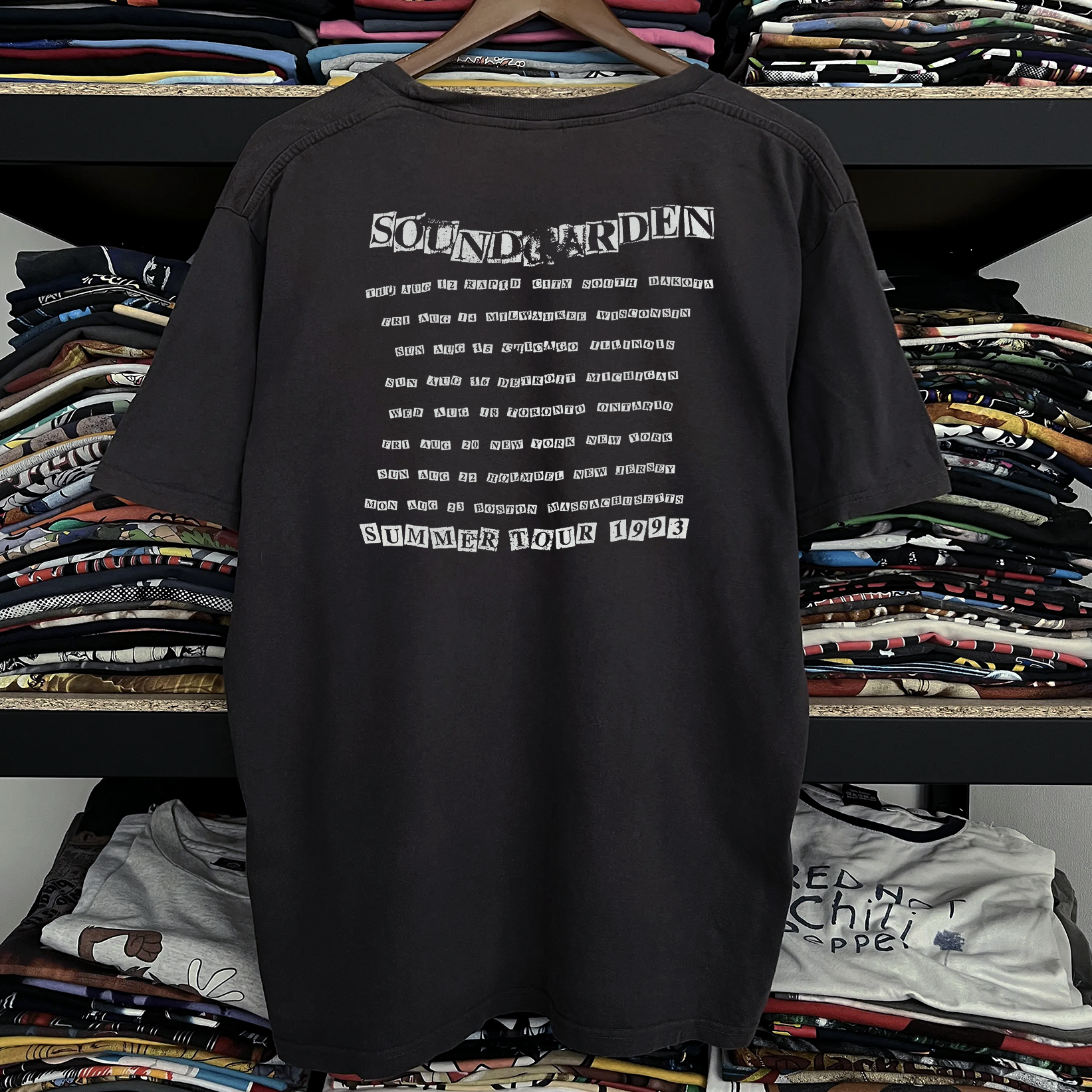 Vintage 1993 Soundgarden Kali Tour Washed Black Graphic Graphic T-Shirt