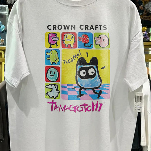 Vintage Tamagotchi Crown Craft Washed White Graphic Graphic T-Shirt