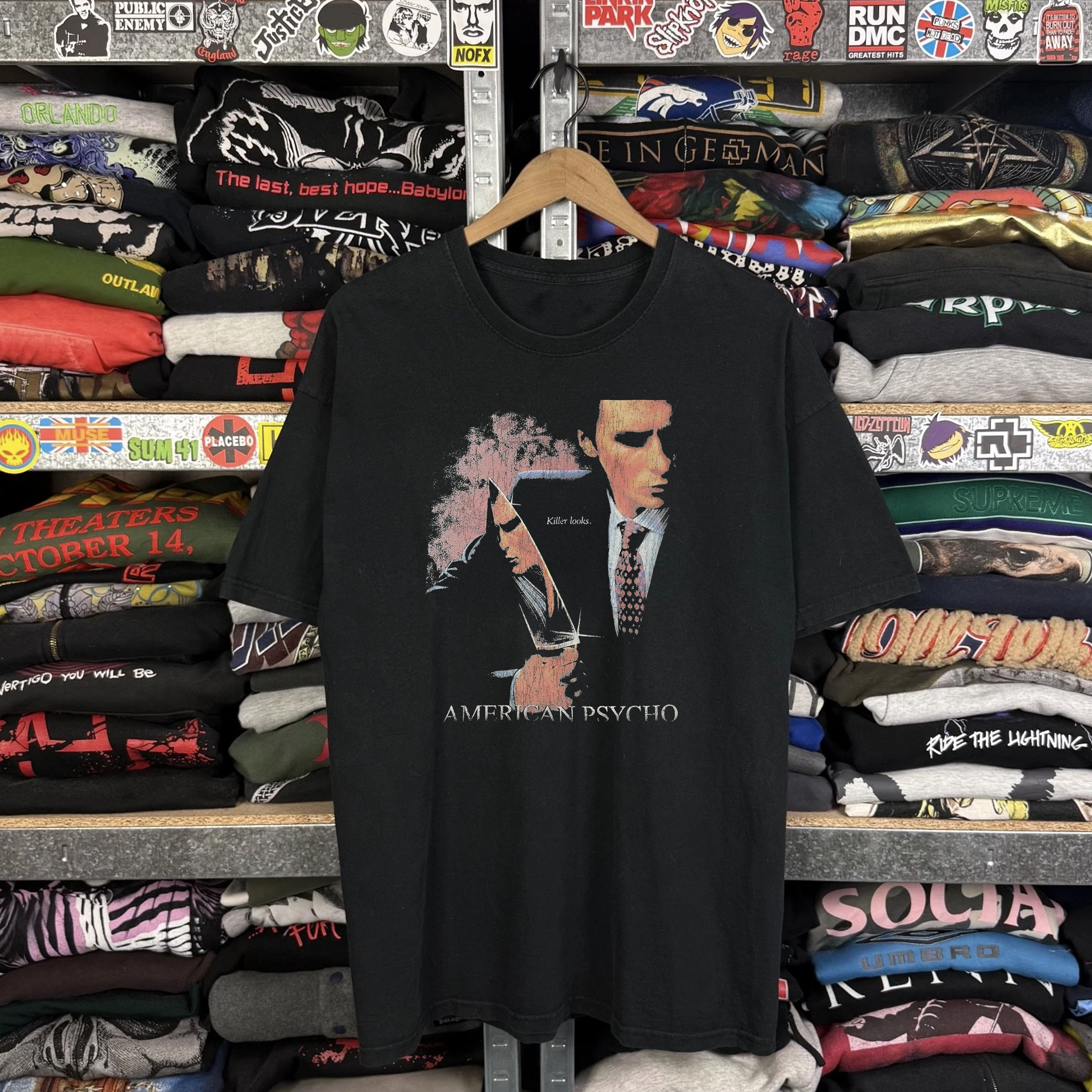 Vintage 2000 American Psycho Washed Black Graphic Graphic T-Shirt