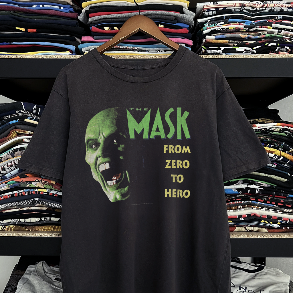 Vintage 1994 The Mask Washed Black Graphic Graphic T-Shirt