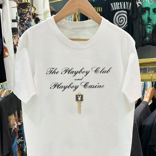 Vintage The Playboy Club Heavyweight White Graphic Graphic T-Shirt
