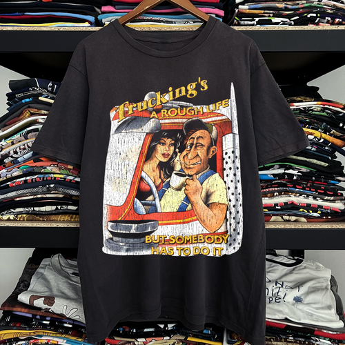 Vintage Trucking Washed Black Graphic Graphic T-Shirt