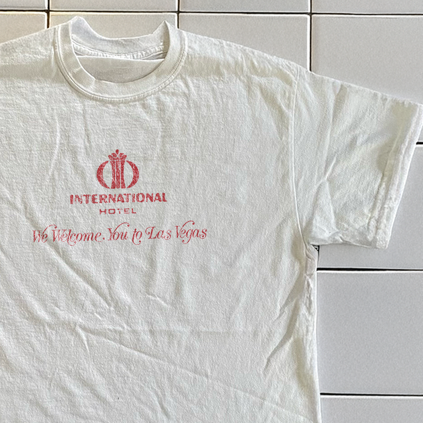 Vintage 70's International Hotel Las Vegas Rare Washed White Graphic T-Shirt