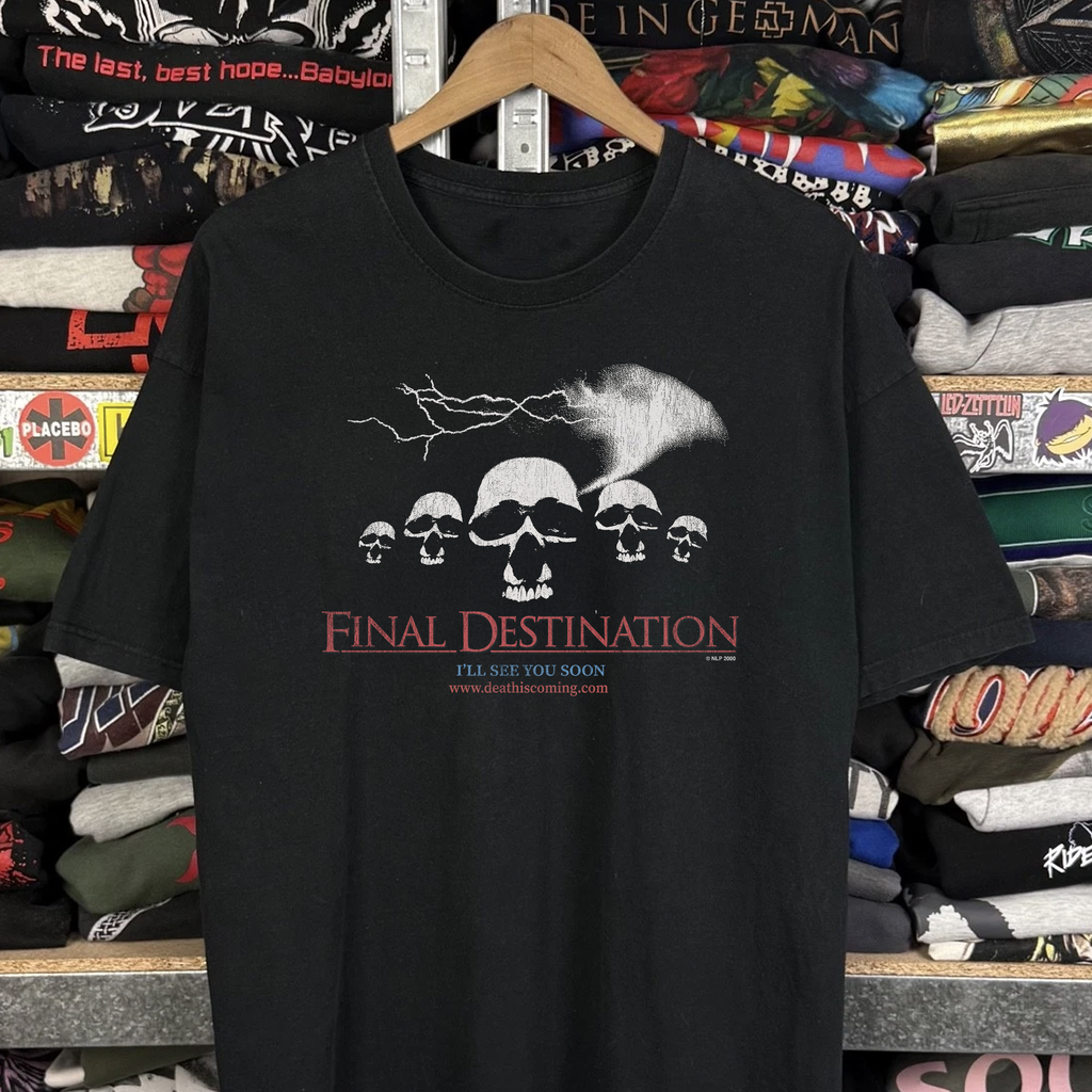 Vintage 2000 Final Destination Movie Promo Washed Black Graphic Graphic T-Shirt