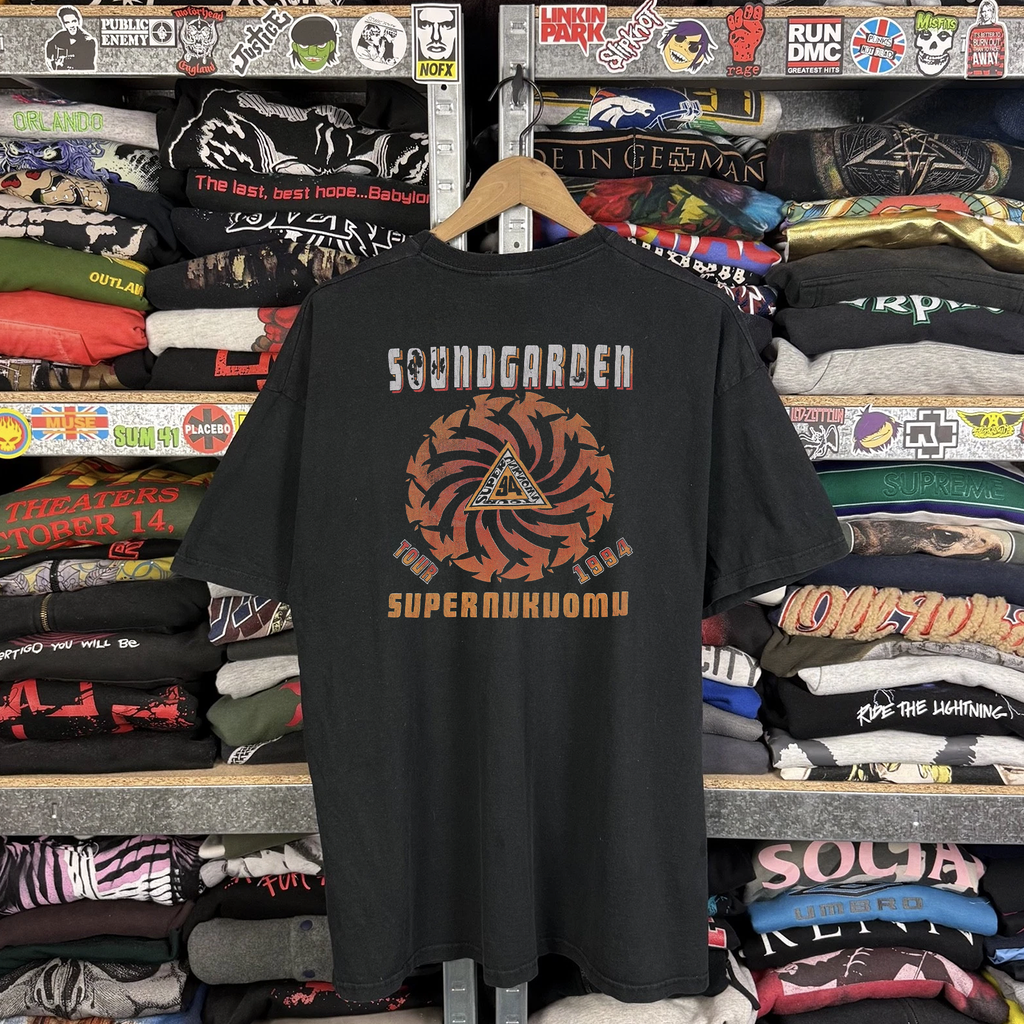 Vintage 1994 Soundgarden Superunknown Tour Washed Black Graphic Graphic T-Shirt