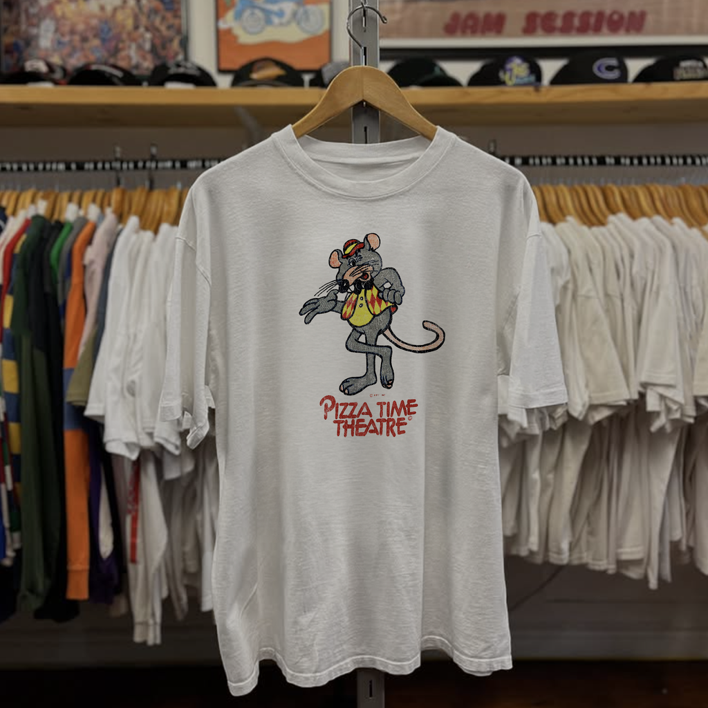 Vintage 70s Chuck E Cheese Washed White Graphic Graphic T-Shirt