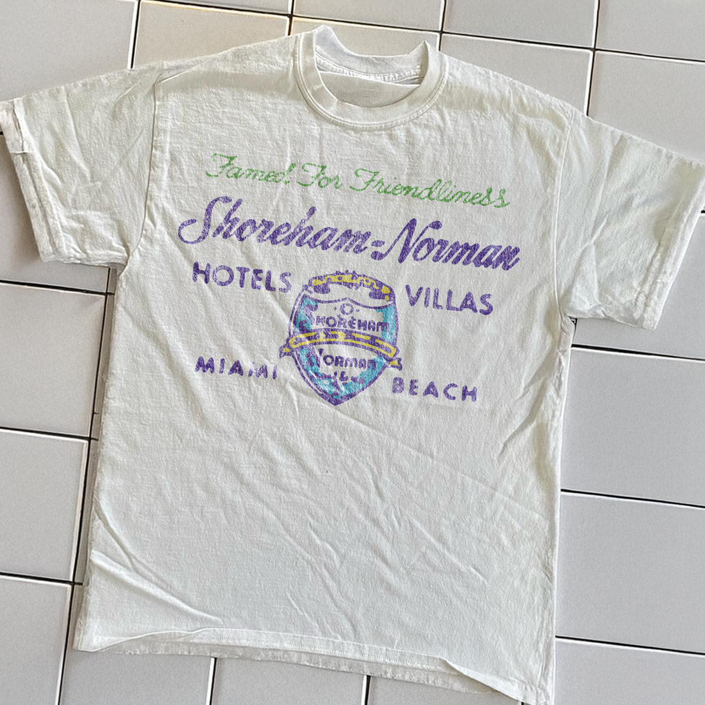 Vintage 90s Shoreham Norman Hotels Rare White Graphic T-Shirt